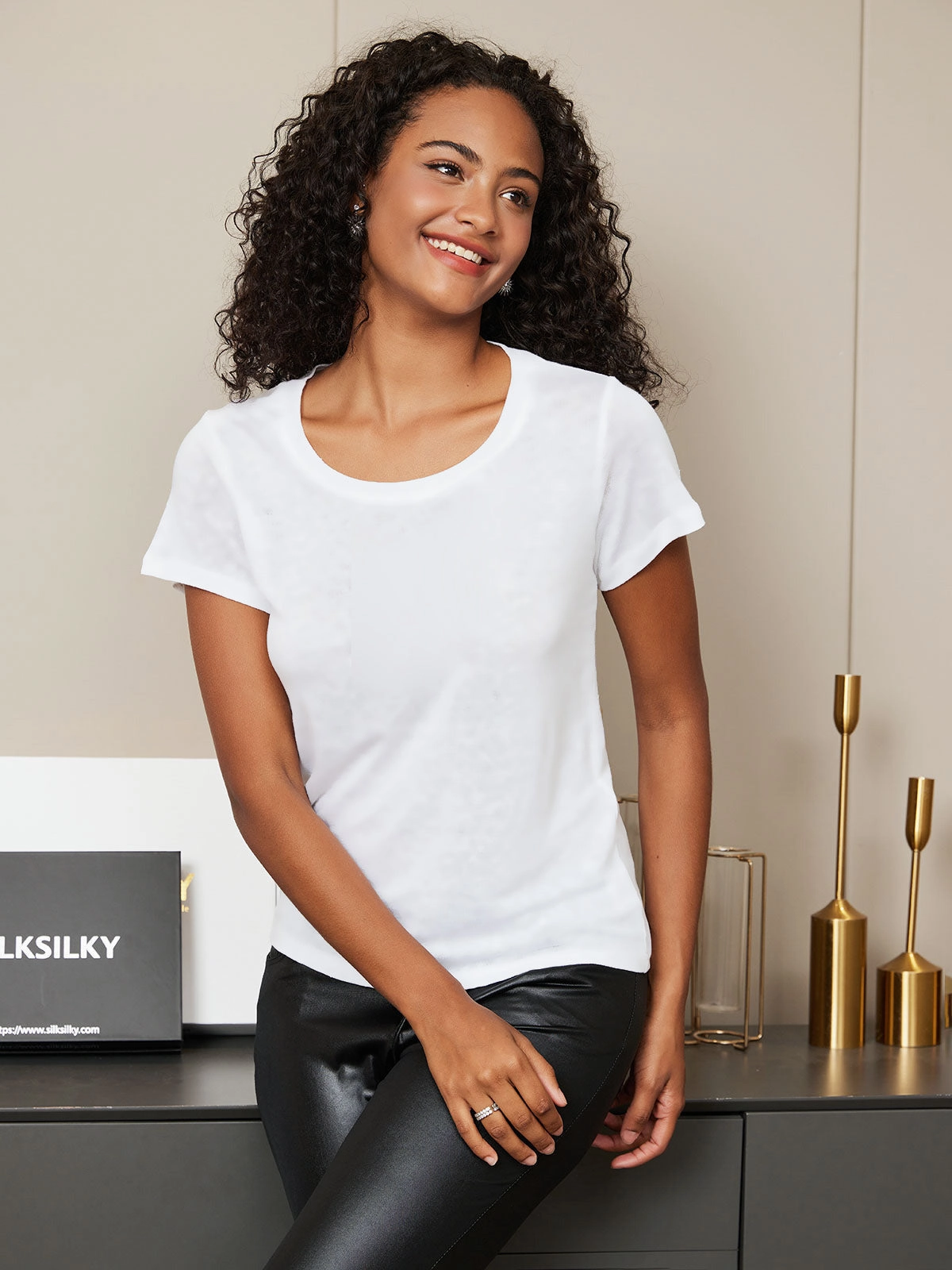 Silk Knitted Round Neck T-Shirt
