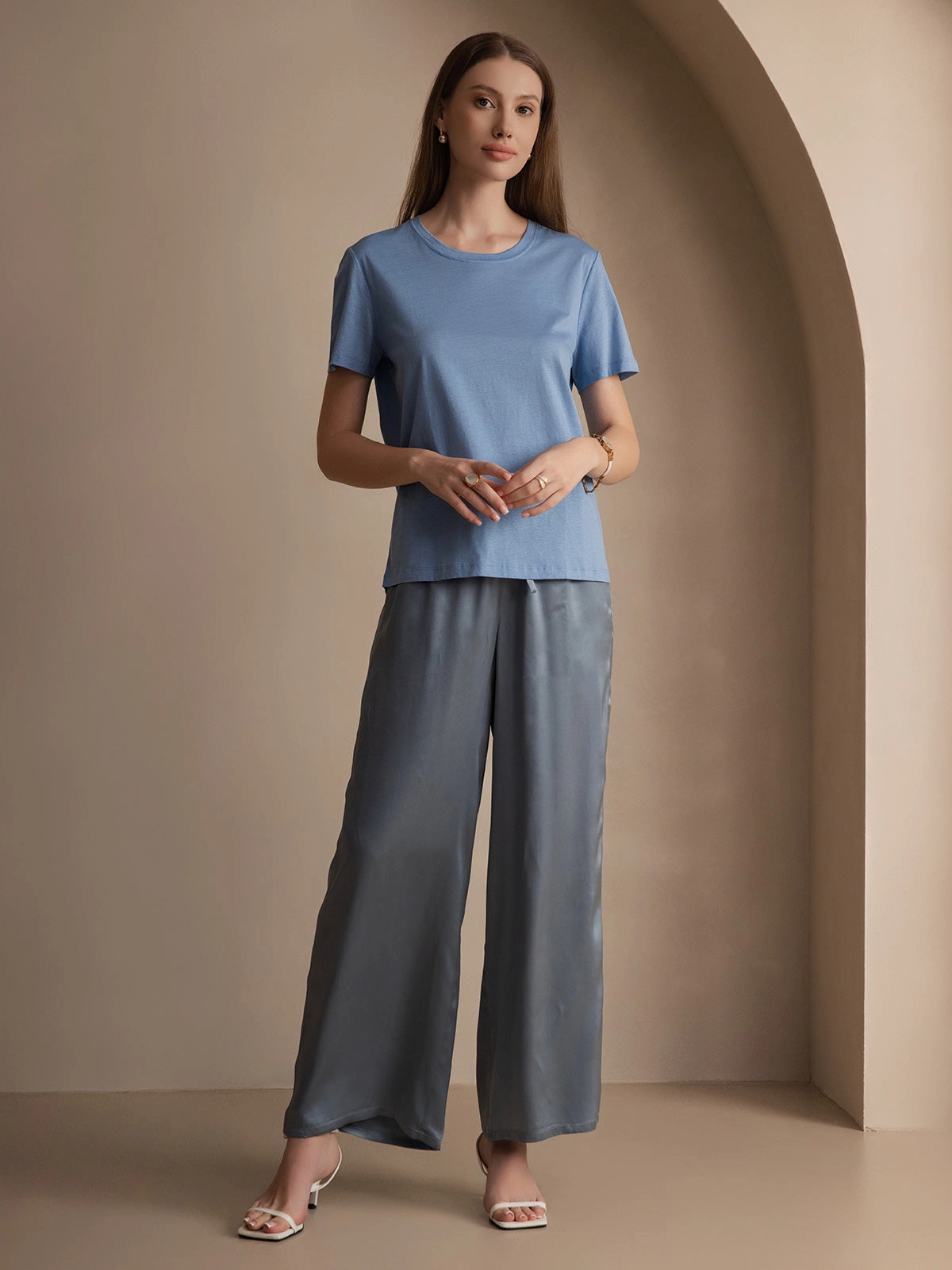 Silk Knitted Round Neck T-Shirt
