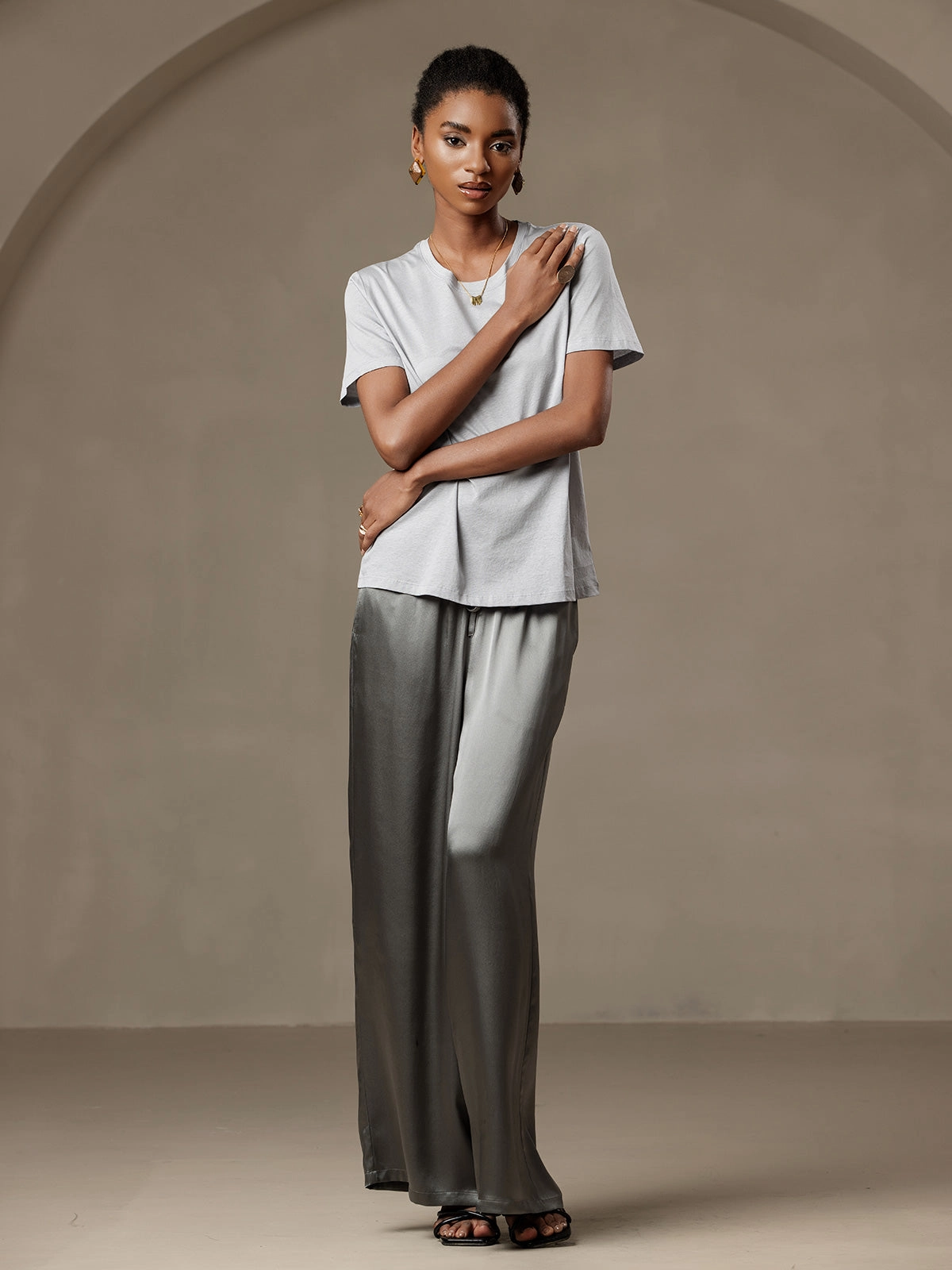 Silk Knitted Round Neck T-Shirt