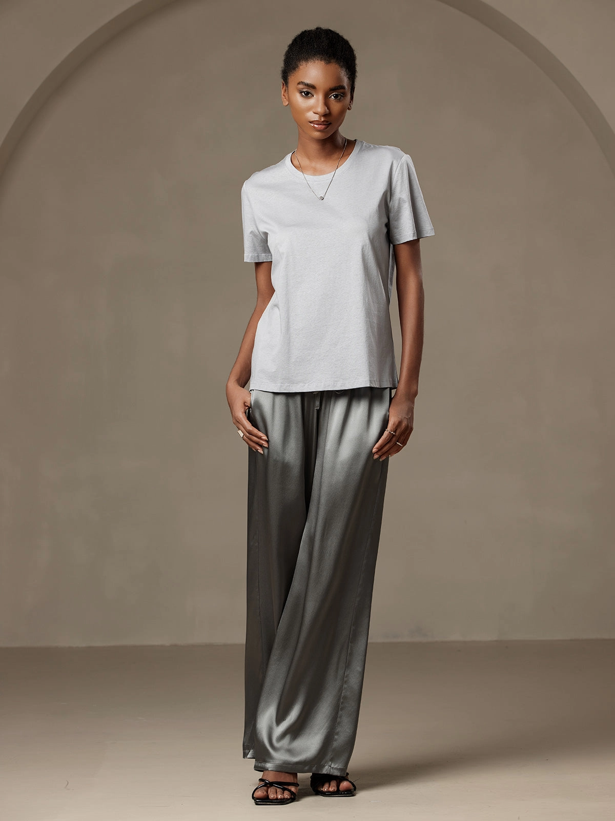 Silk Knitted Round Neck T-Shirt
