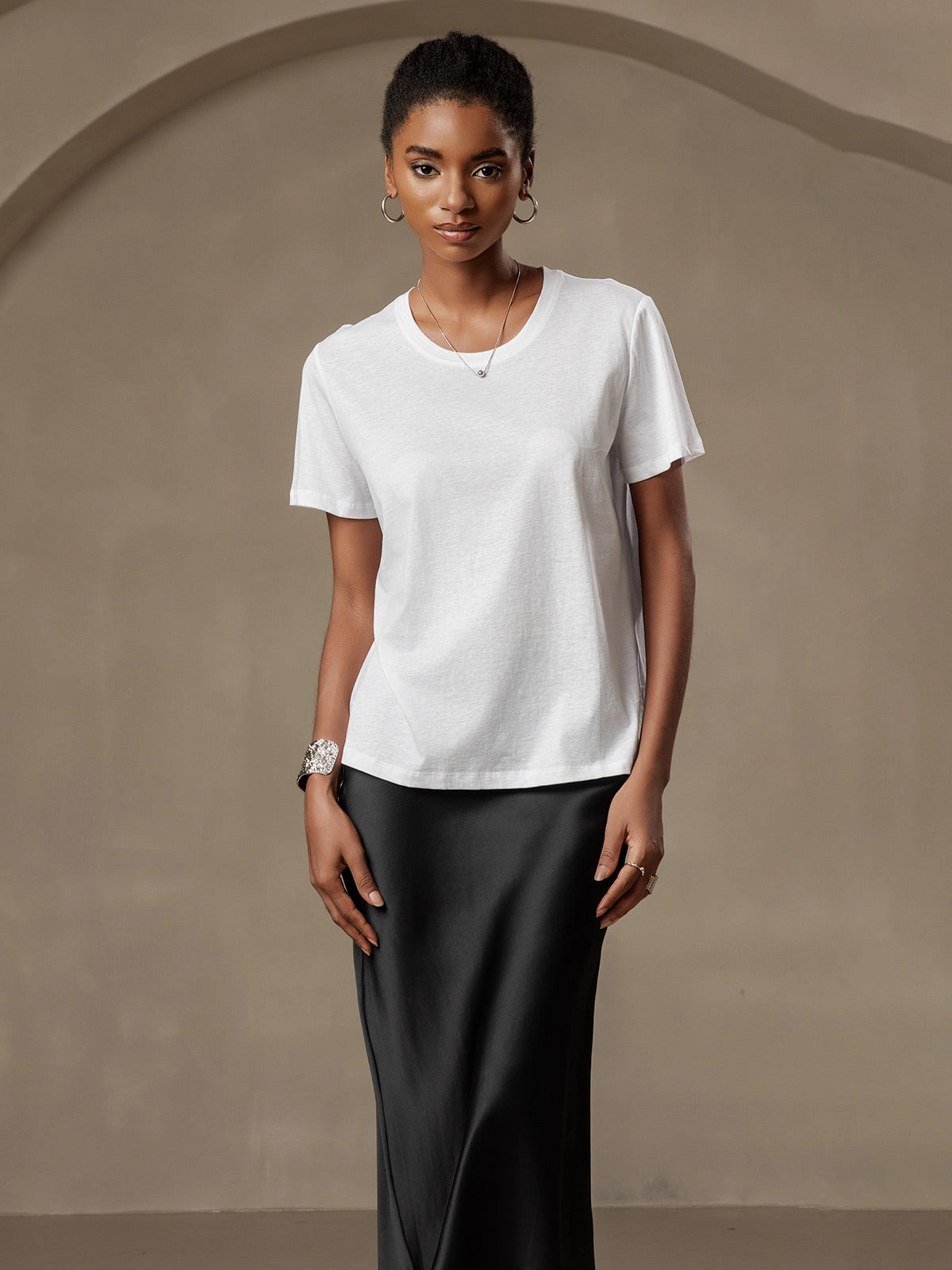 Silk Knitted Round Neck T-Shirt