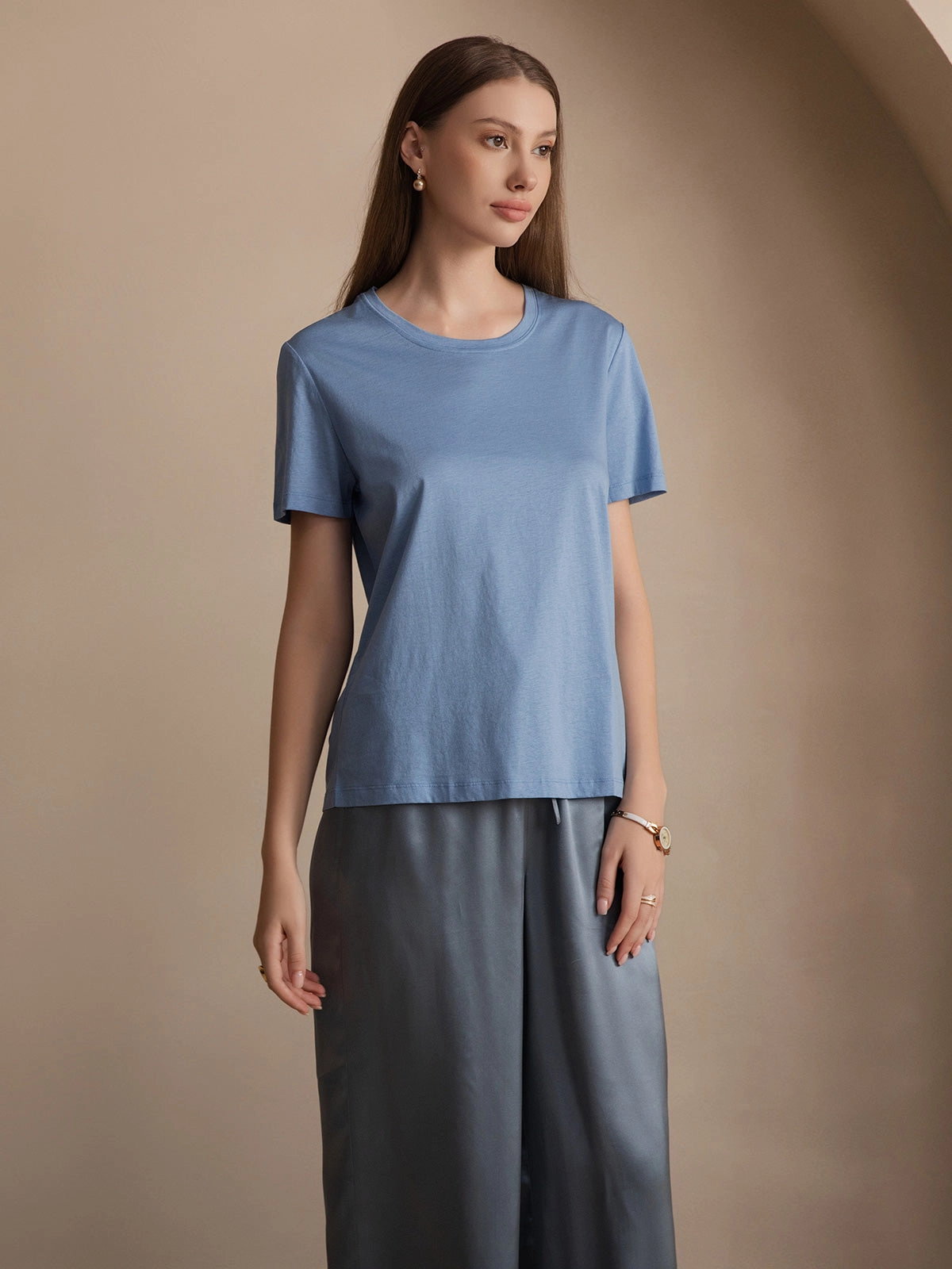 Silk Knitted Round Neck T-Shirt