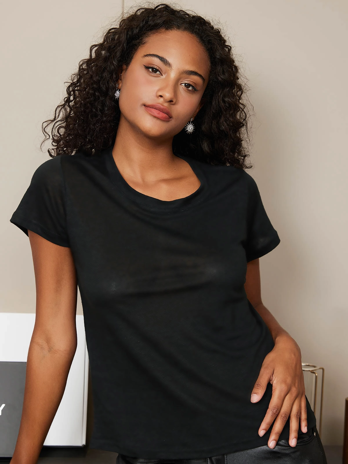 Silk Knitted Round Neck T-Shirt