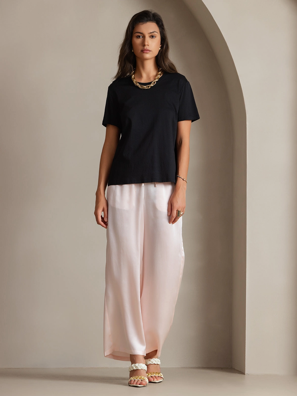 Silk Knitted Round Neck T-Shirt