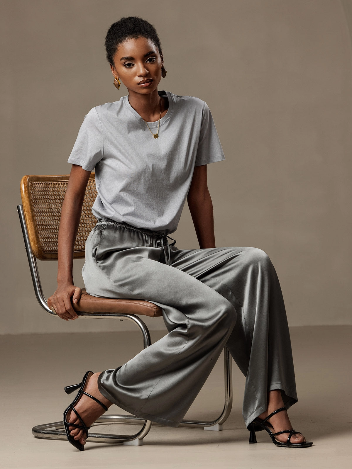 Silk Knitted Round Neck T-Shirt
