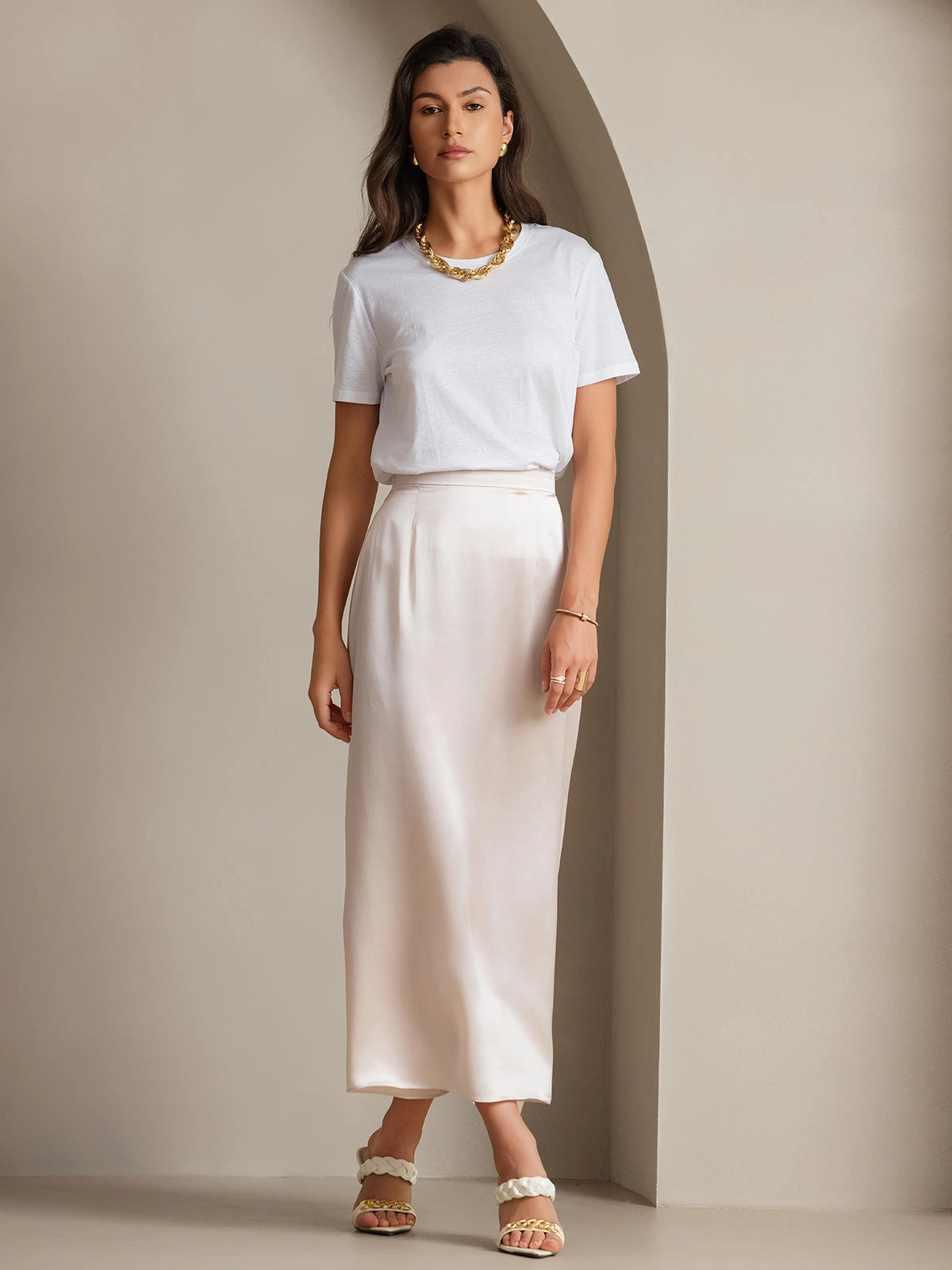 Silk Knitted Round Neck T-Shirt