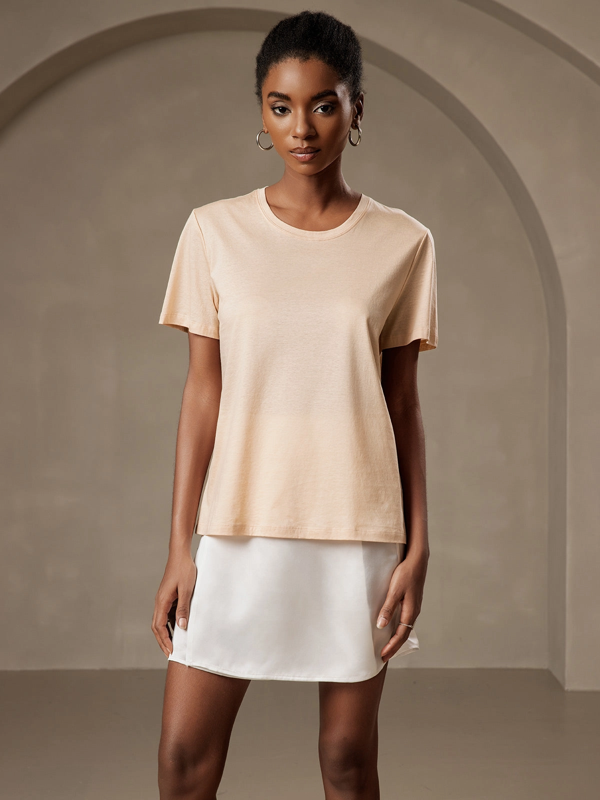 Silk Knitted Round Neck T-Shirt