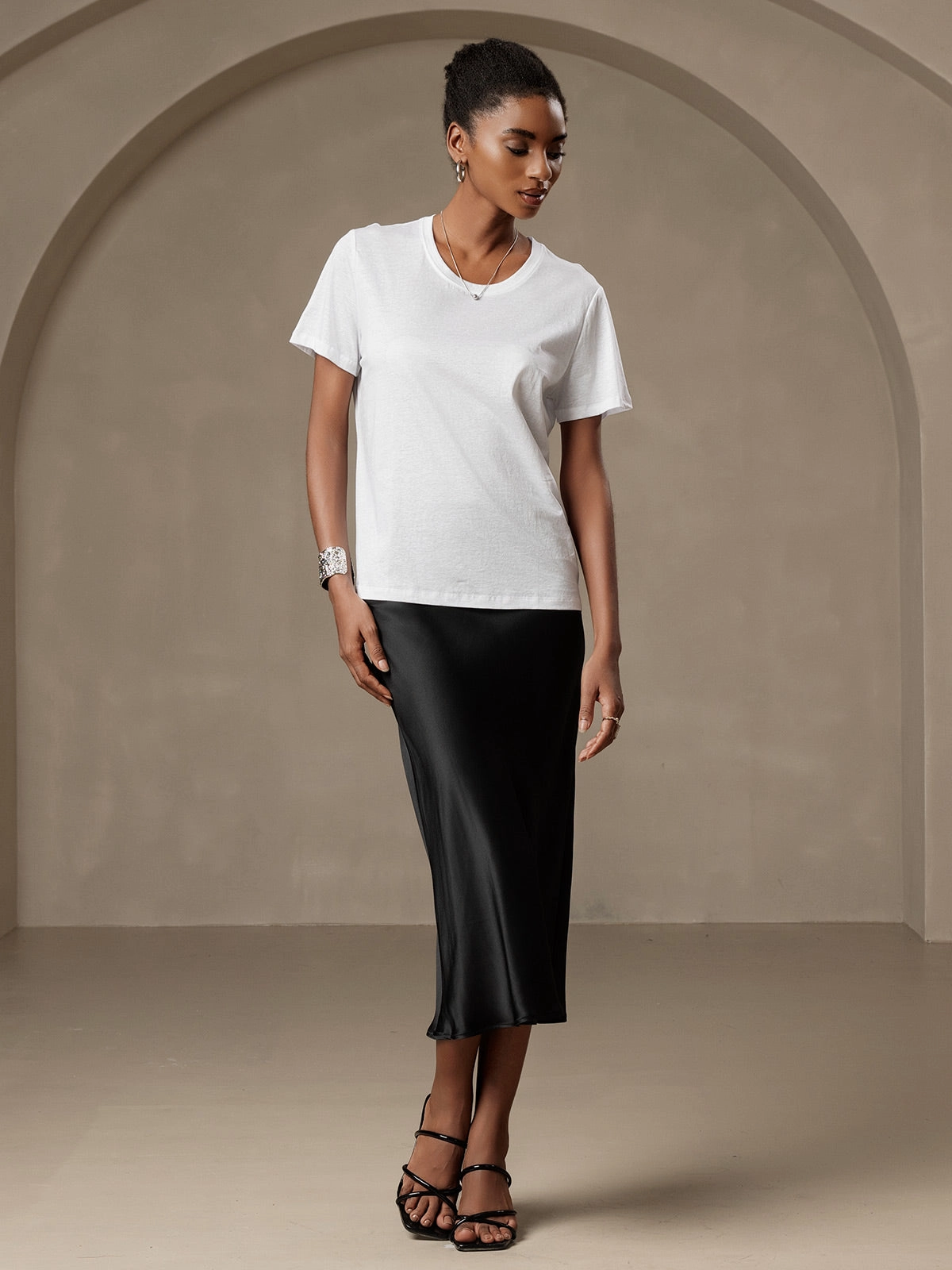 Silk Knitted Round Neck T-Shirt