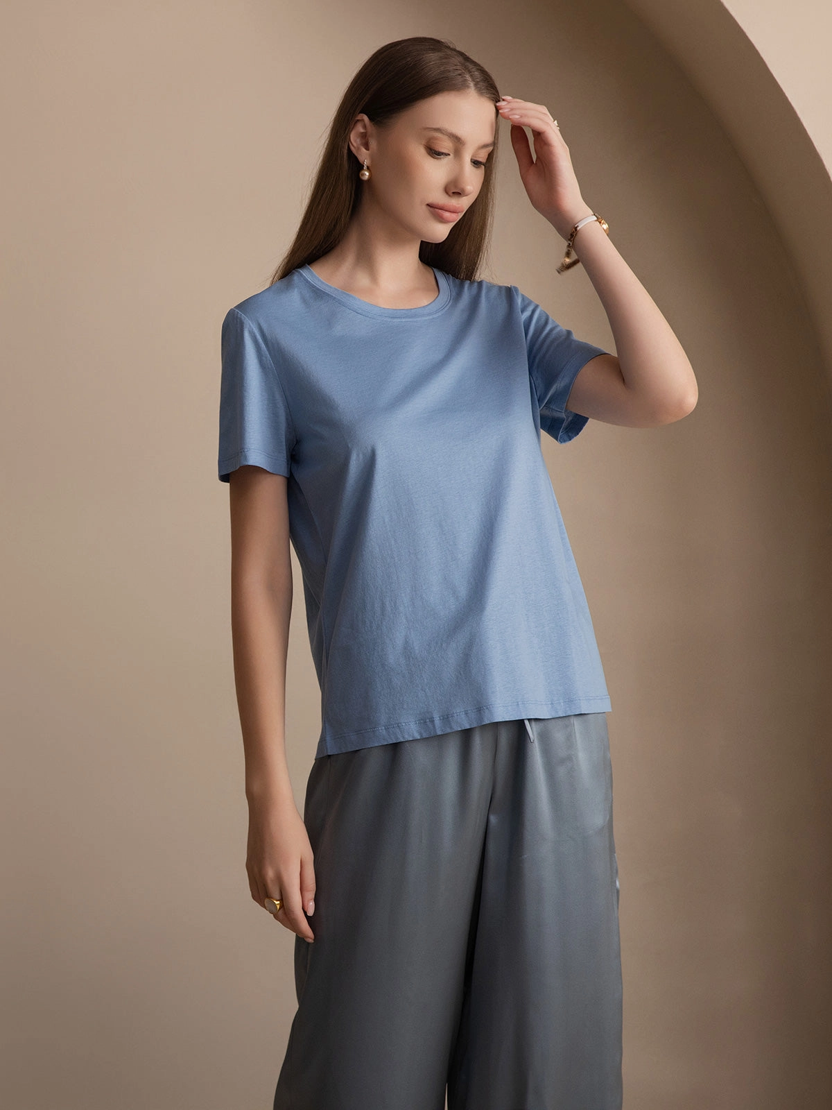 Silk Knitted Round Neck T-Shirt