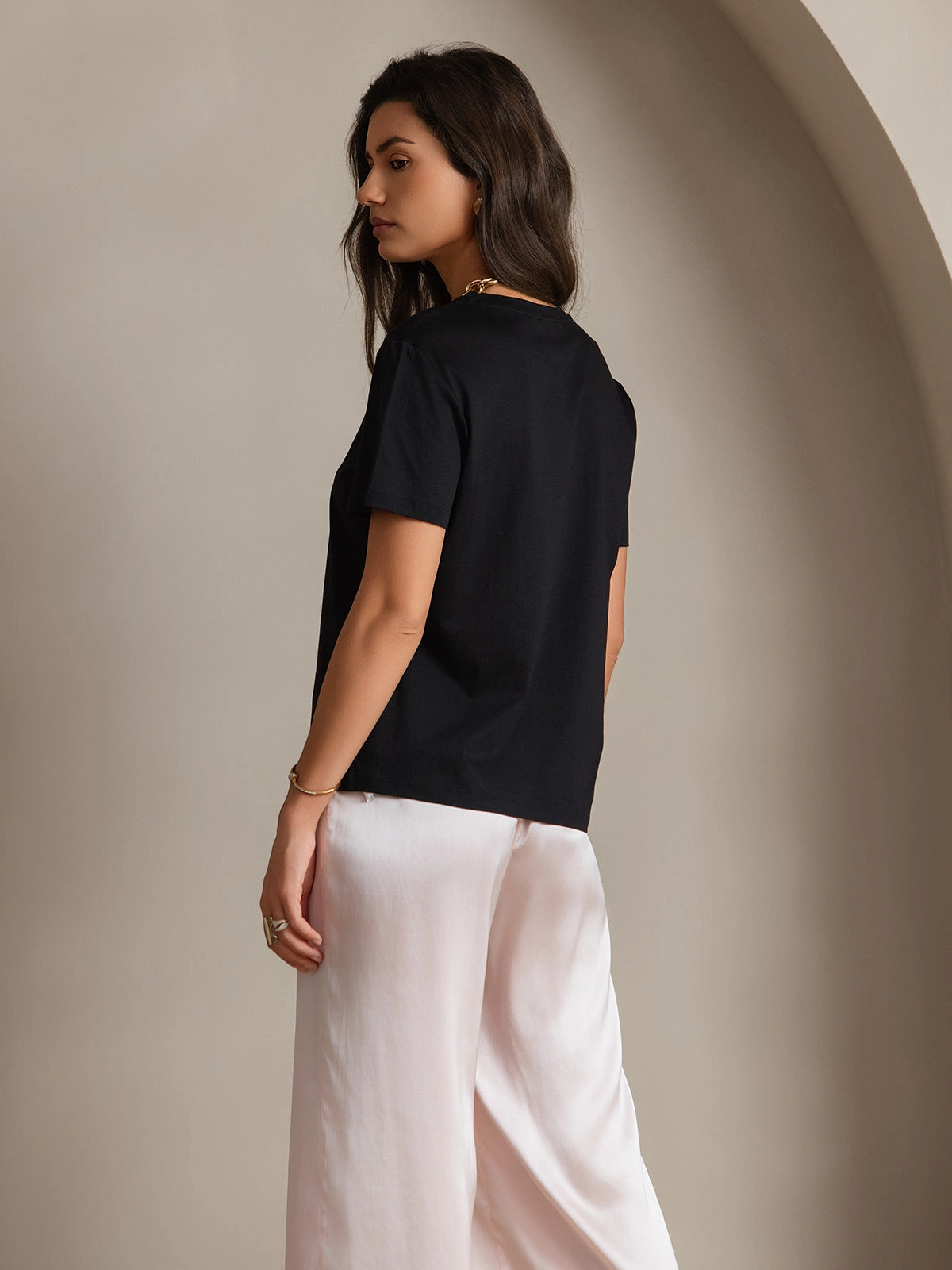 Silk Knitted Round Neck T-Shirt