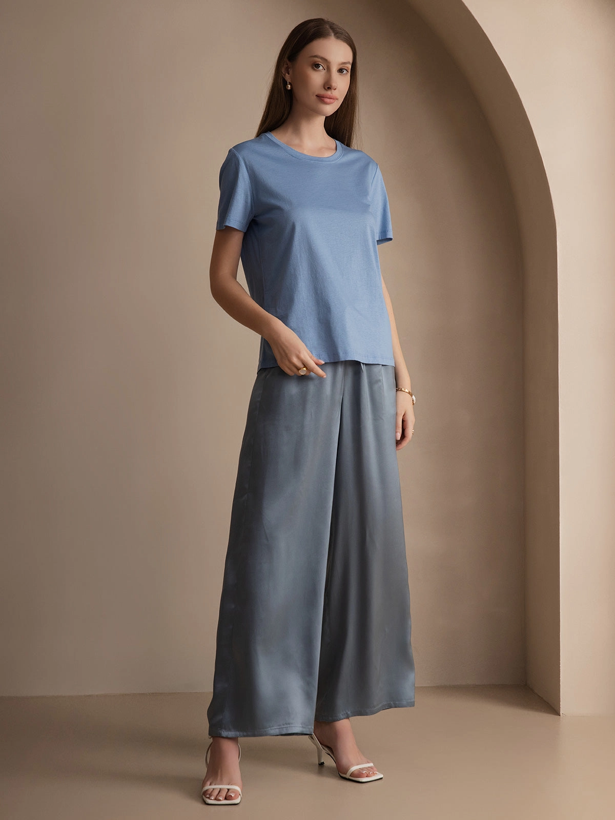 Silk Knitted Round Neck T-Shirt