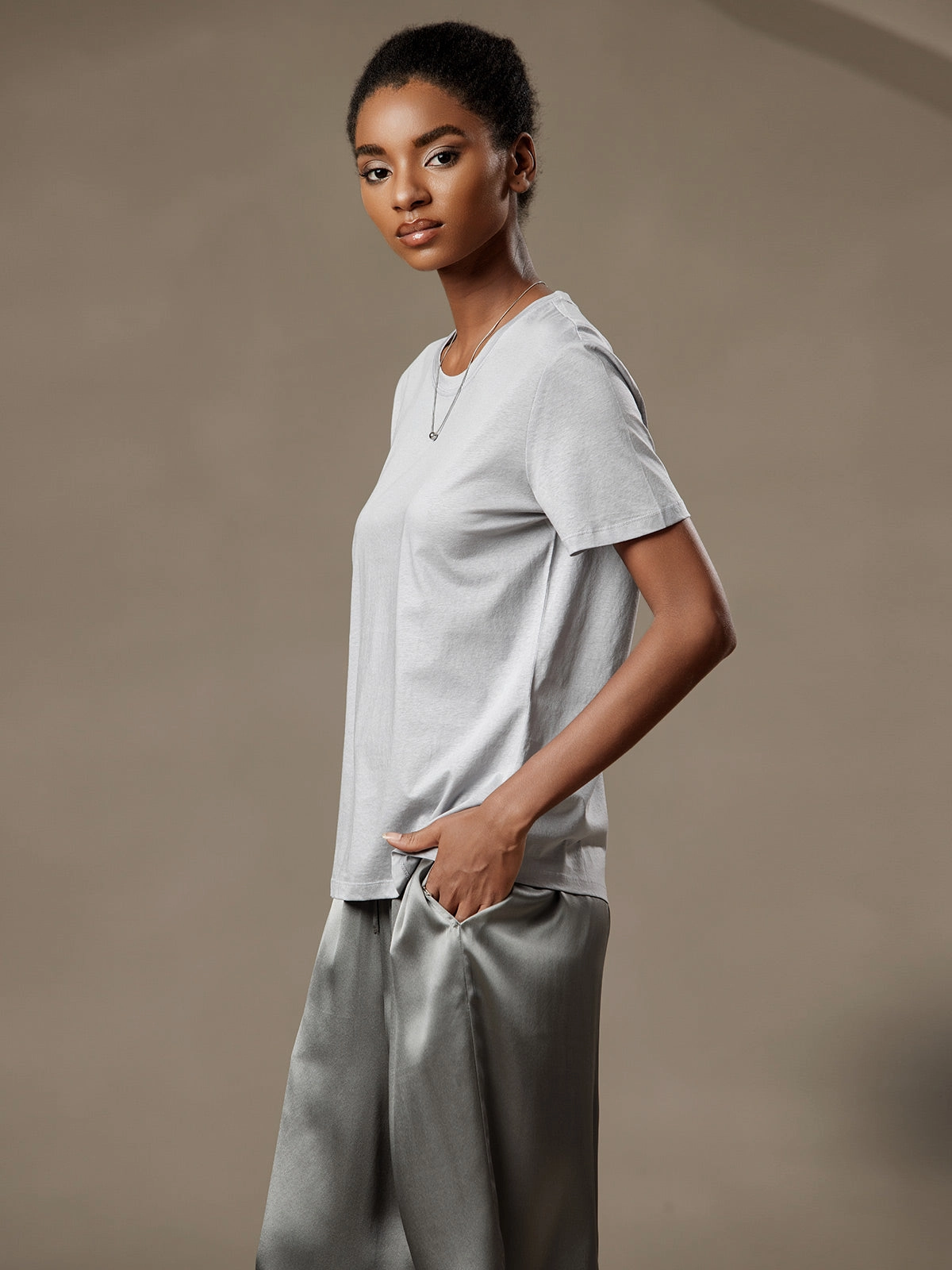 Silk Knitted Round Neck T-Shirt
