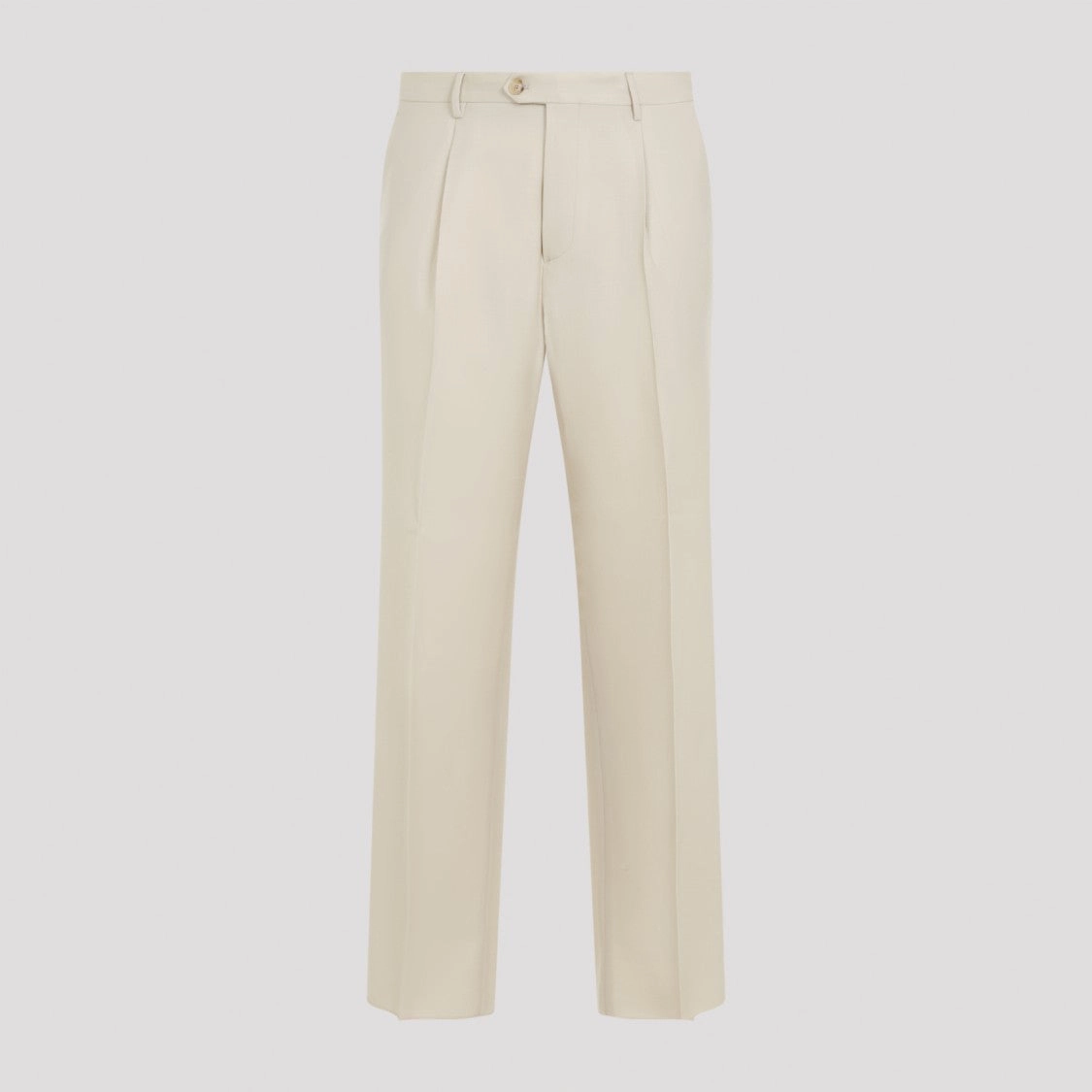 Single Pleat Ecru Wool Pants