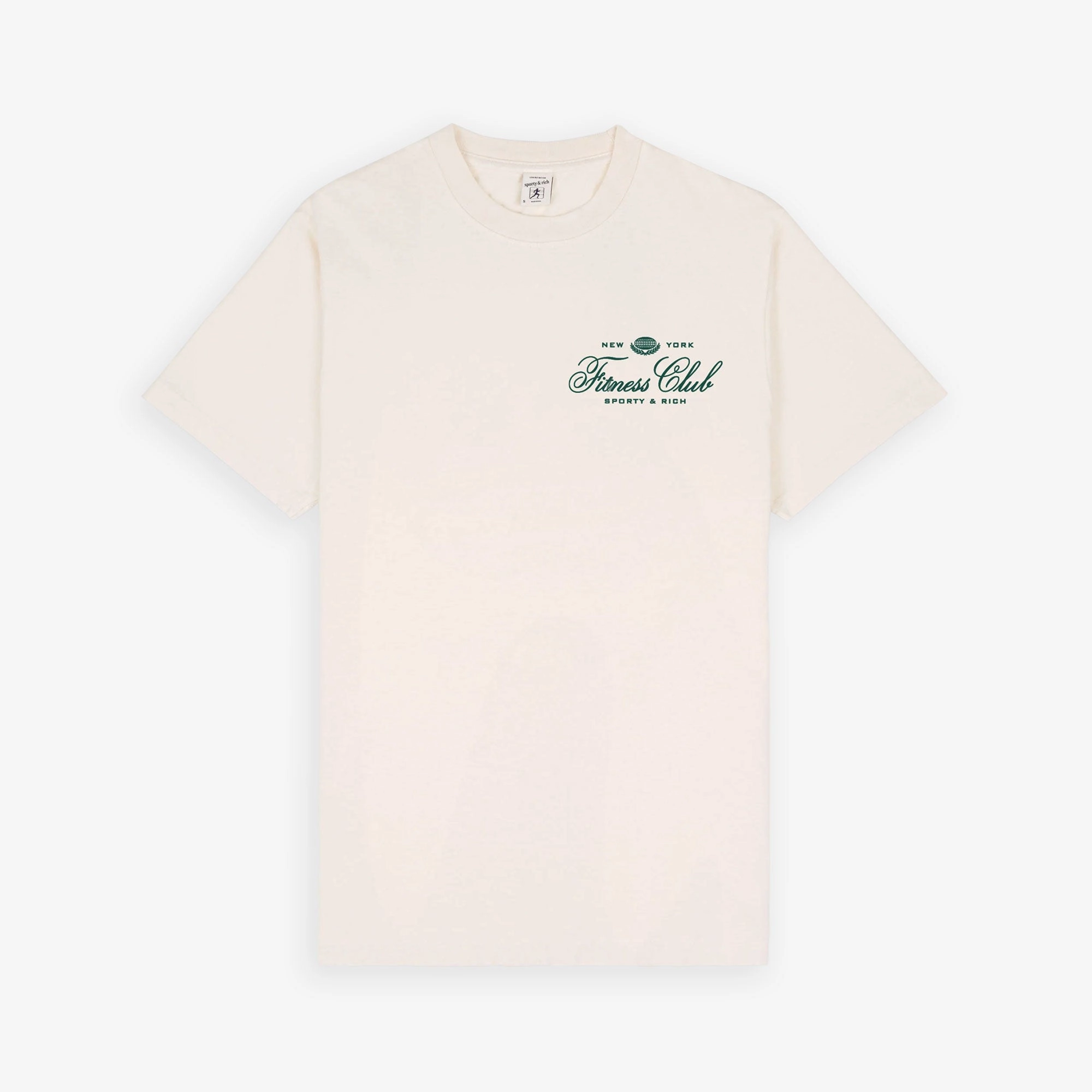 SPORTY & RICH | FITNESS WORLD T-SHIRT { CREAM/ALPINE