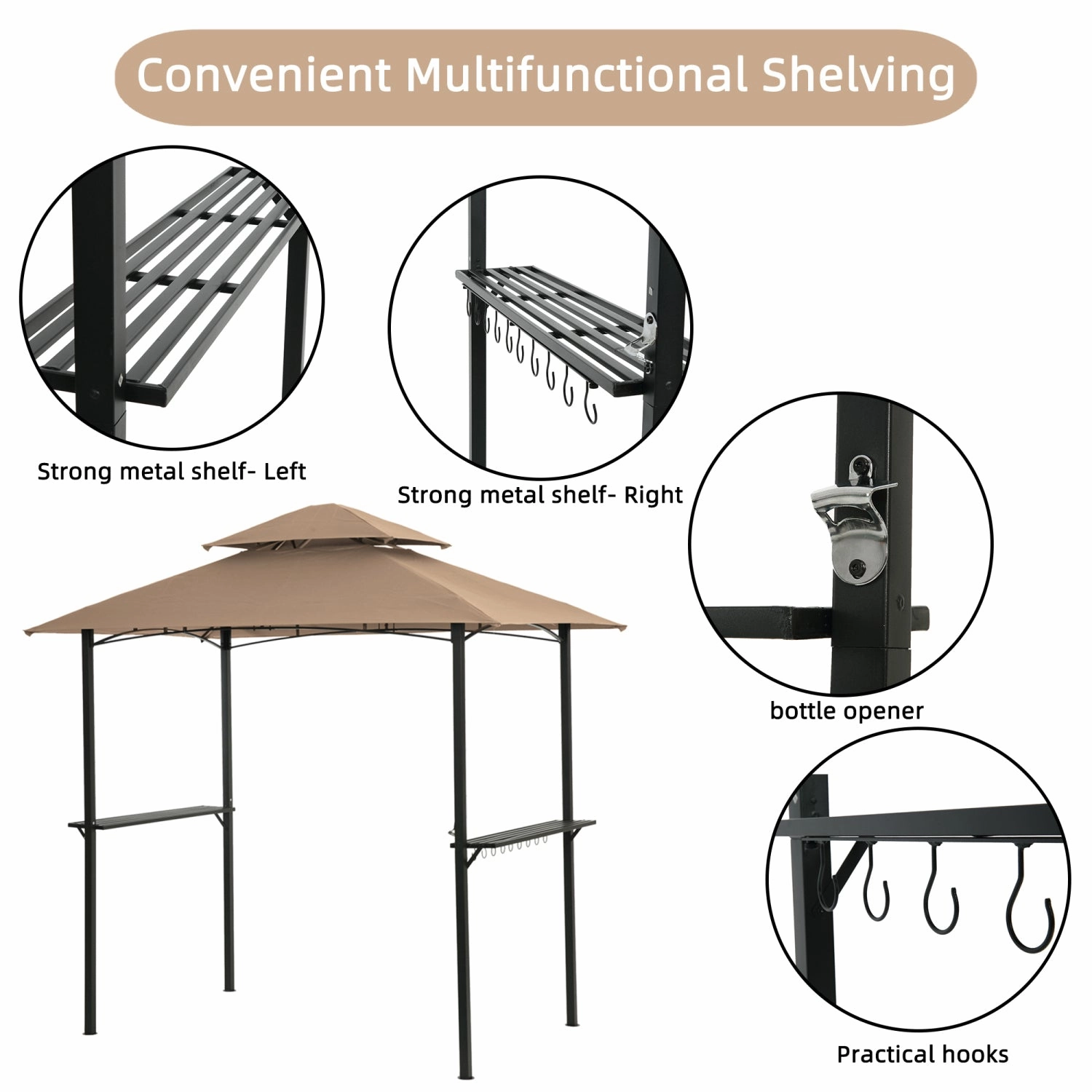 Streamdale Grill Gazebo 8x5 Ft Khaki
