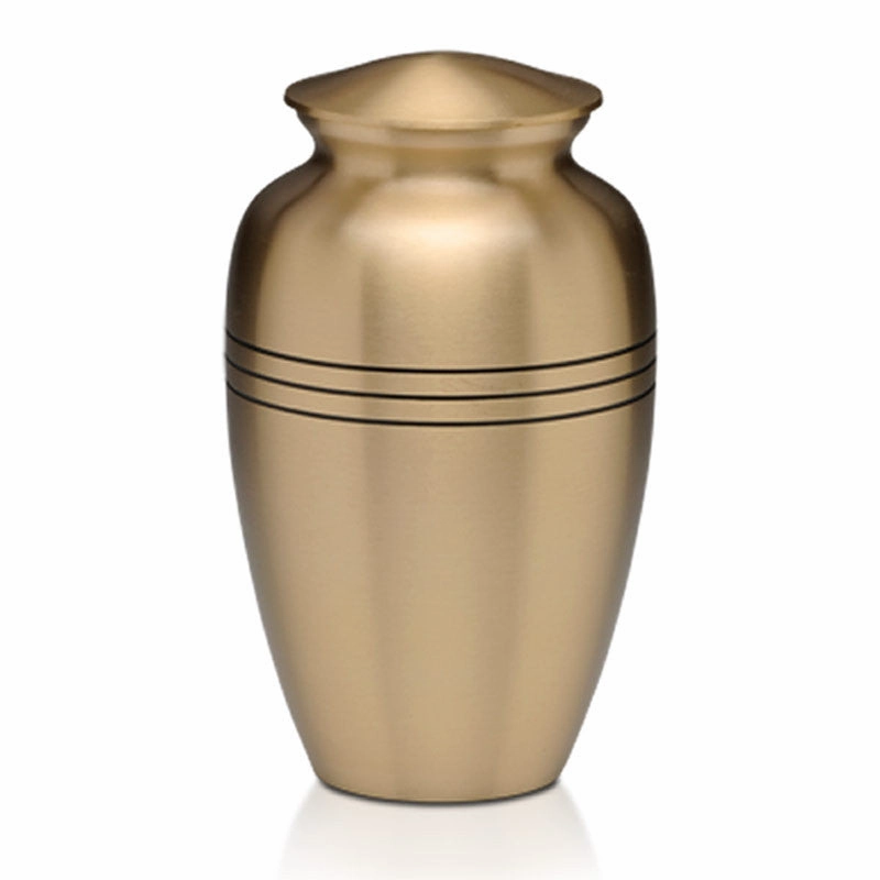 Traditional Brass Cremation Urn with Decorative Rings