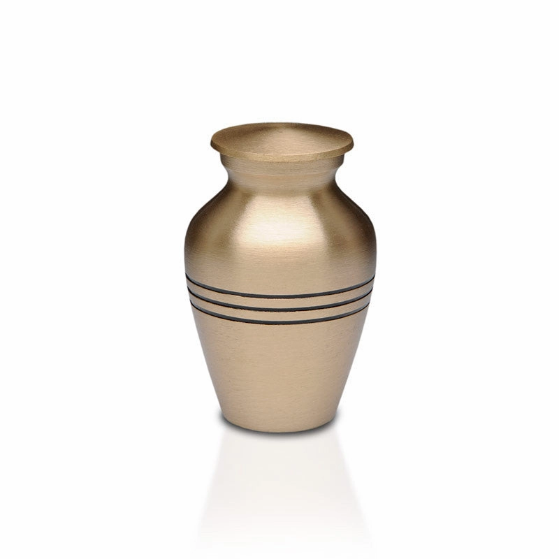 Traditional Brass Cremation Urn with Decorative Rings