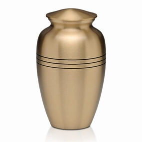 Traditional Brass Cremation Urn with Decorative Rings
