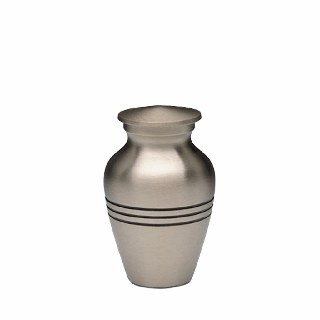 Traditional Pewter Cremation Urn with Decorative Rings