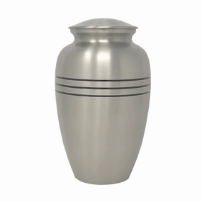 Traditional Pewter Cremation Urn with Decorative Rings
