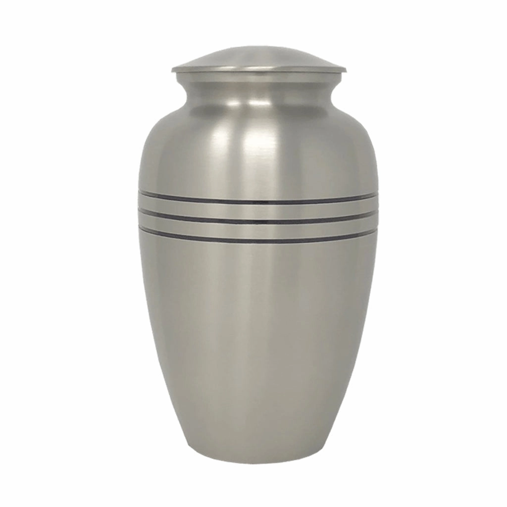 Traditional Pewter Cremation Urn with Decorative Rings