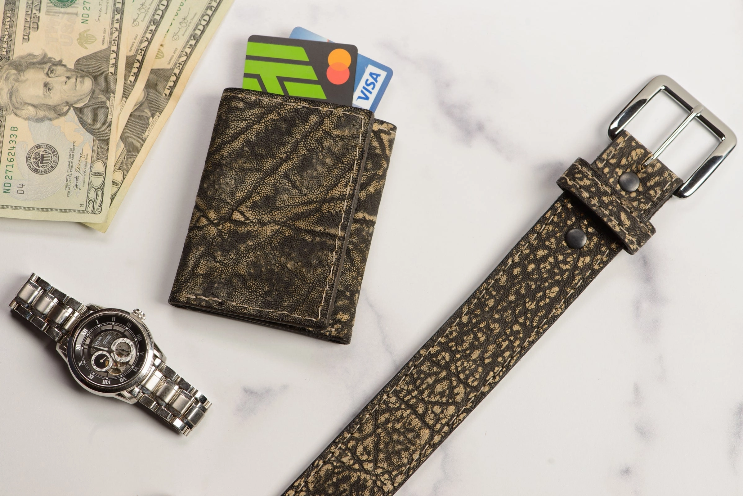 Tree Bark Elephant Trifold Wallet