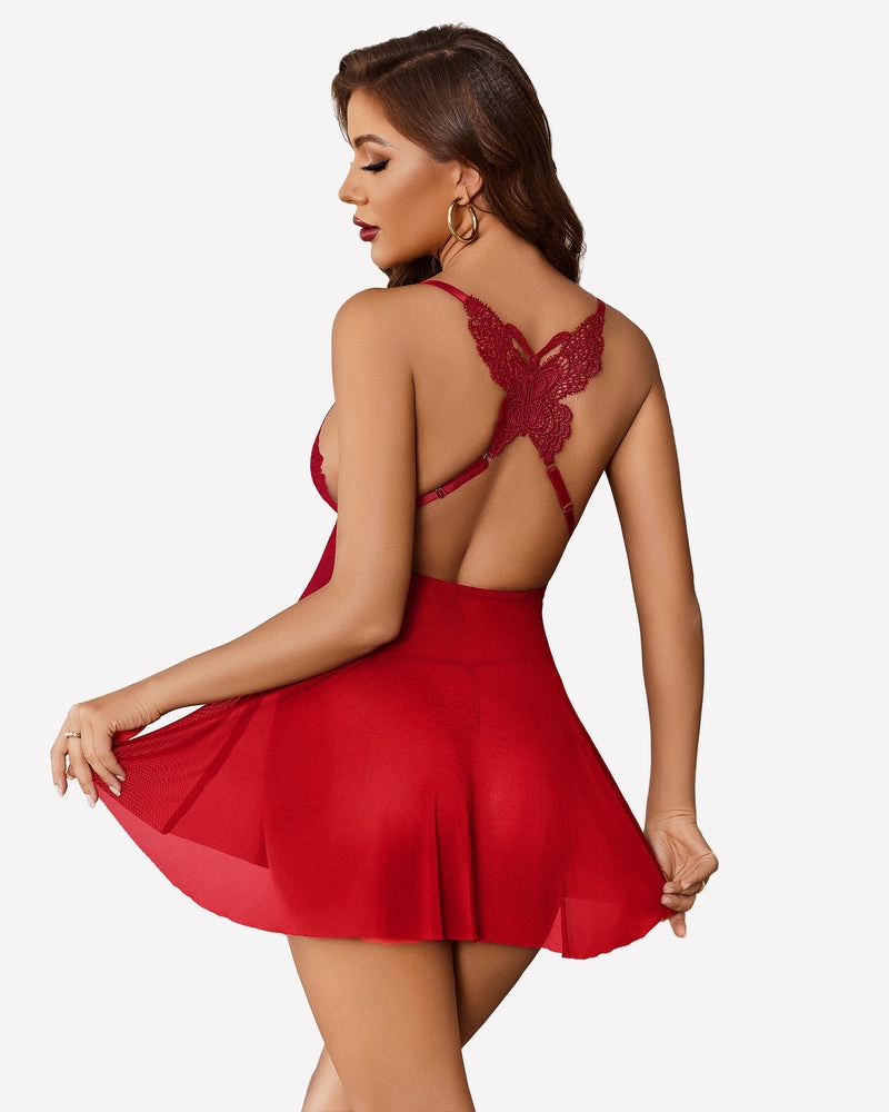 V-Neck Lace Babydoll Outfits