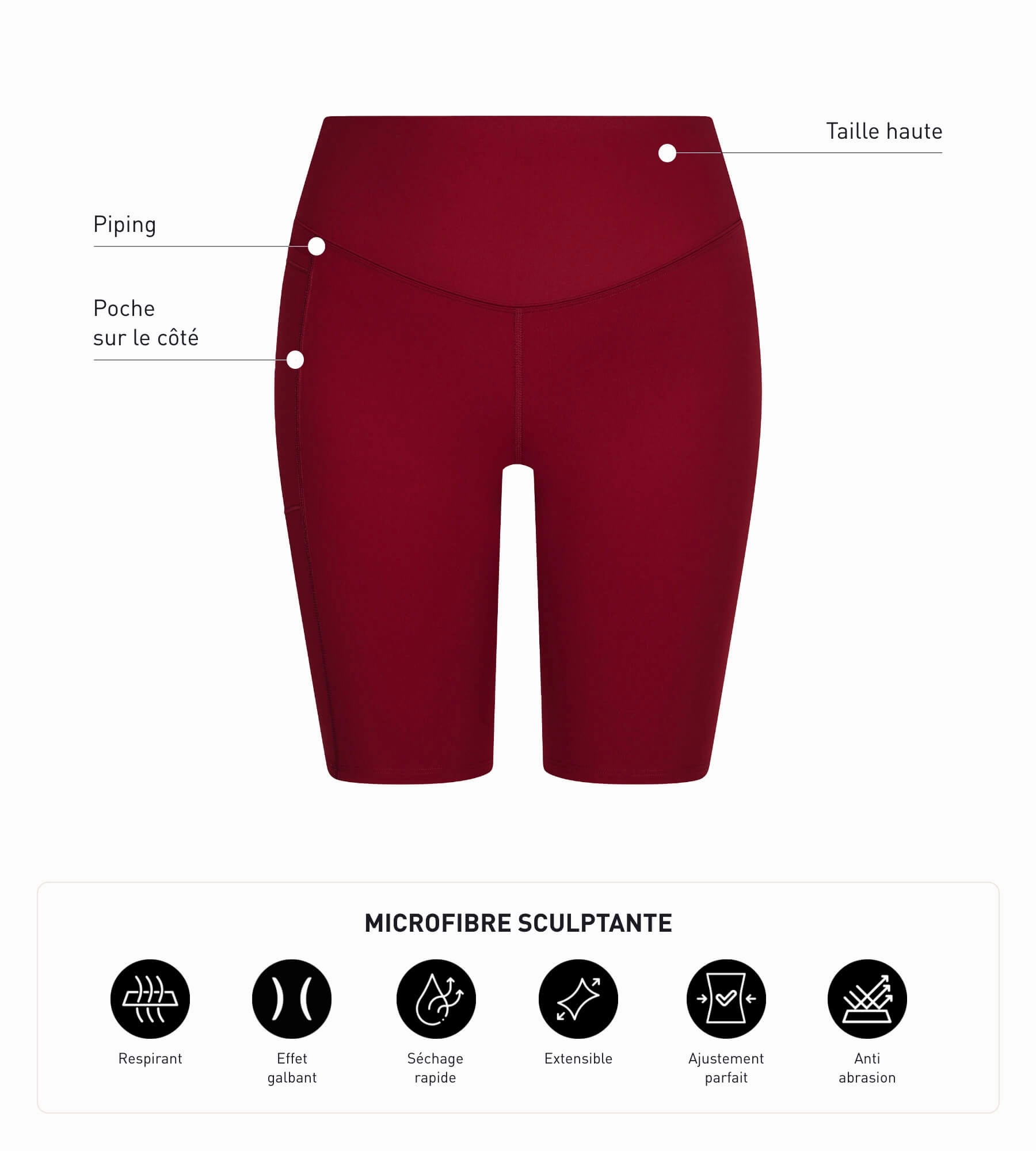 Women's sports cyclist in sculpting microfibre burgundy Dim Move