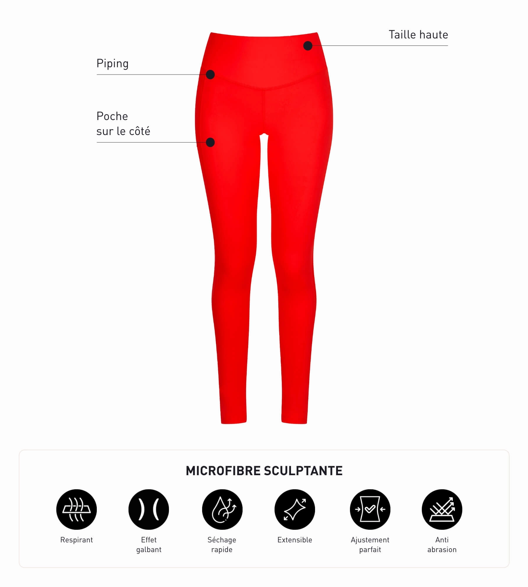Women's sports leggings in orange sculpting microfibre Dim Move