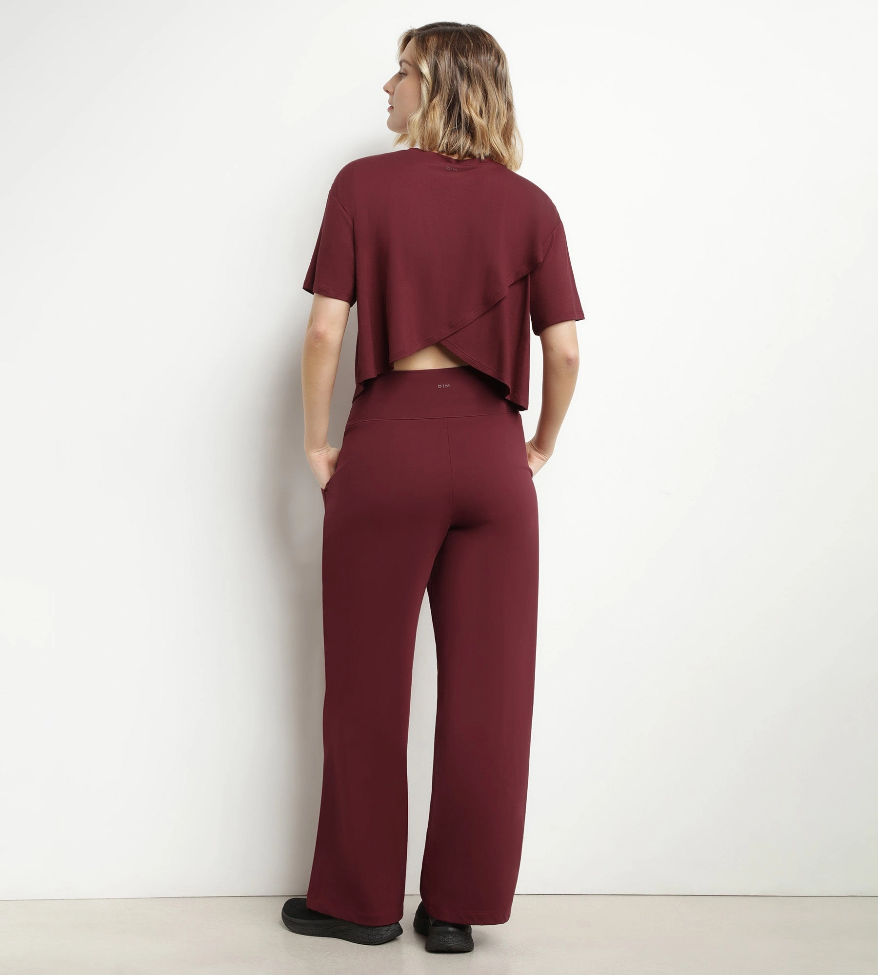 Women's stretch jersey wide-leg sports trousers Bordeaux Dim Move