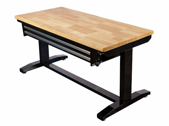 Workbench Height Adjustable 2 Drawer 132 x 61cm