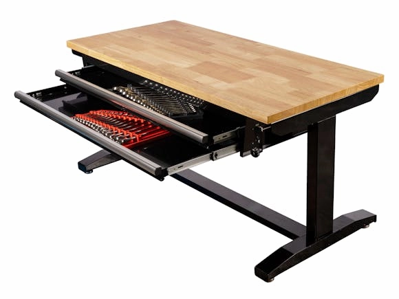 Workbench Height Adjustable 2 Drawer 132 x 61cm