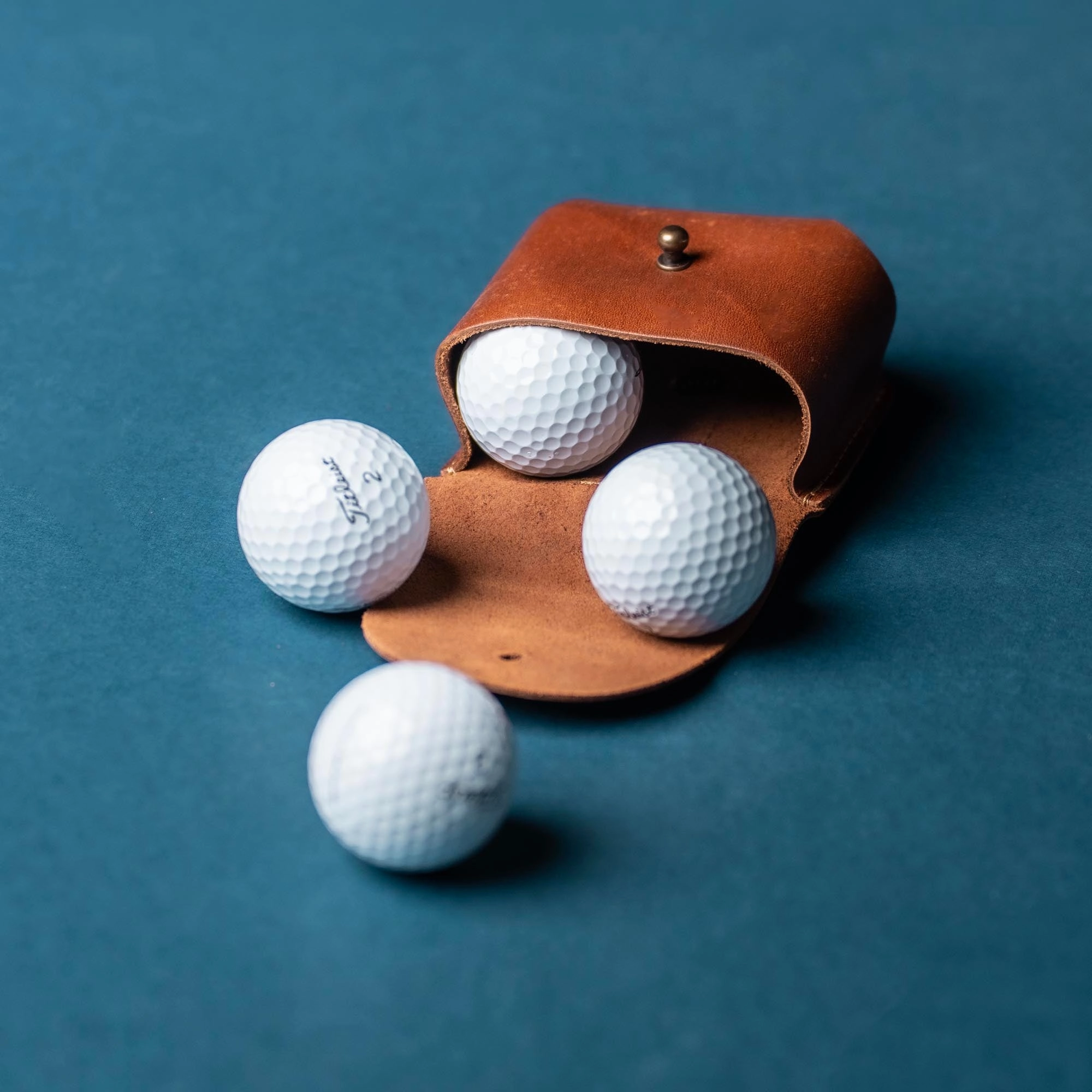 Your Logo   Our Leather - Personalized Fine Leather Golf Ball Holster - Custom Logo and Corporate Gifting