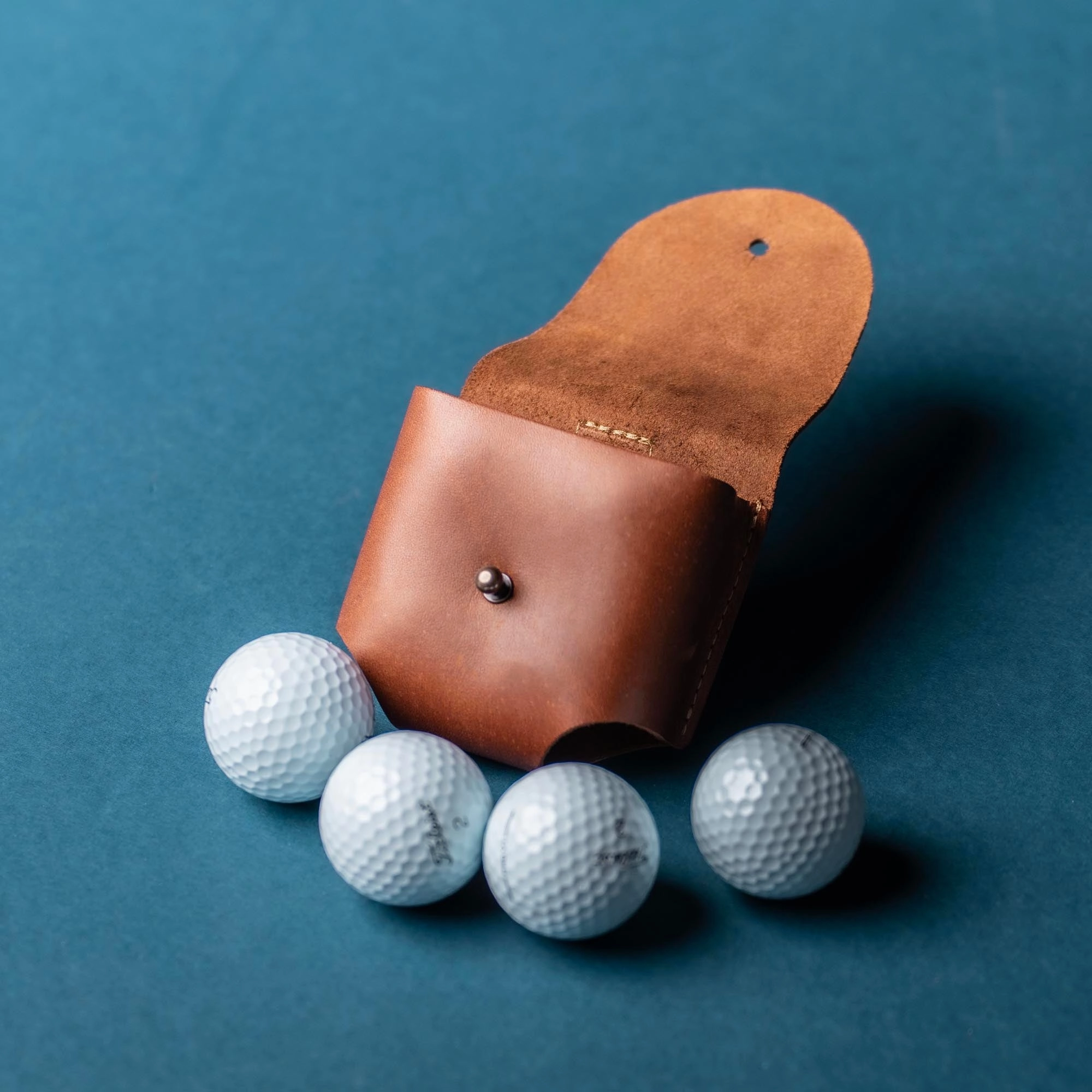 Your Logo   Our Leather - Personalized Fine Leather Golf Ball Holster - Custom Logo and Corporate Gifting