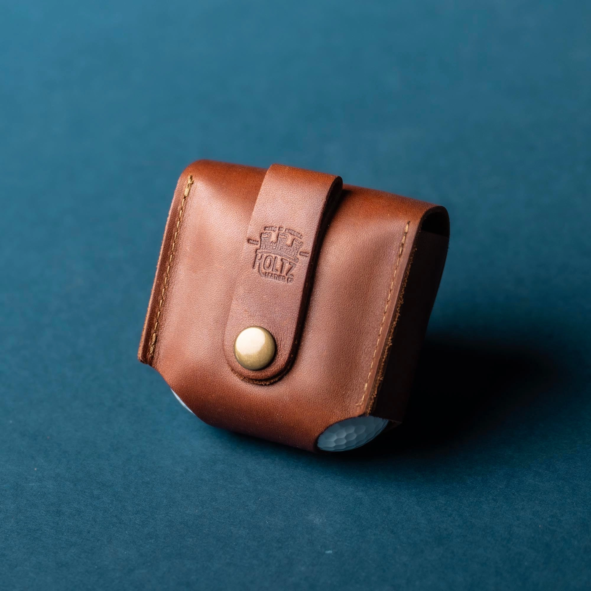 Your Logo   Our Leather - Personalized Fine Leather Golf Ball Holster - Custom Logo and Corporate Gifting