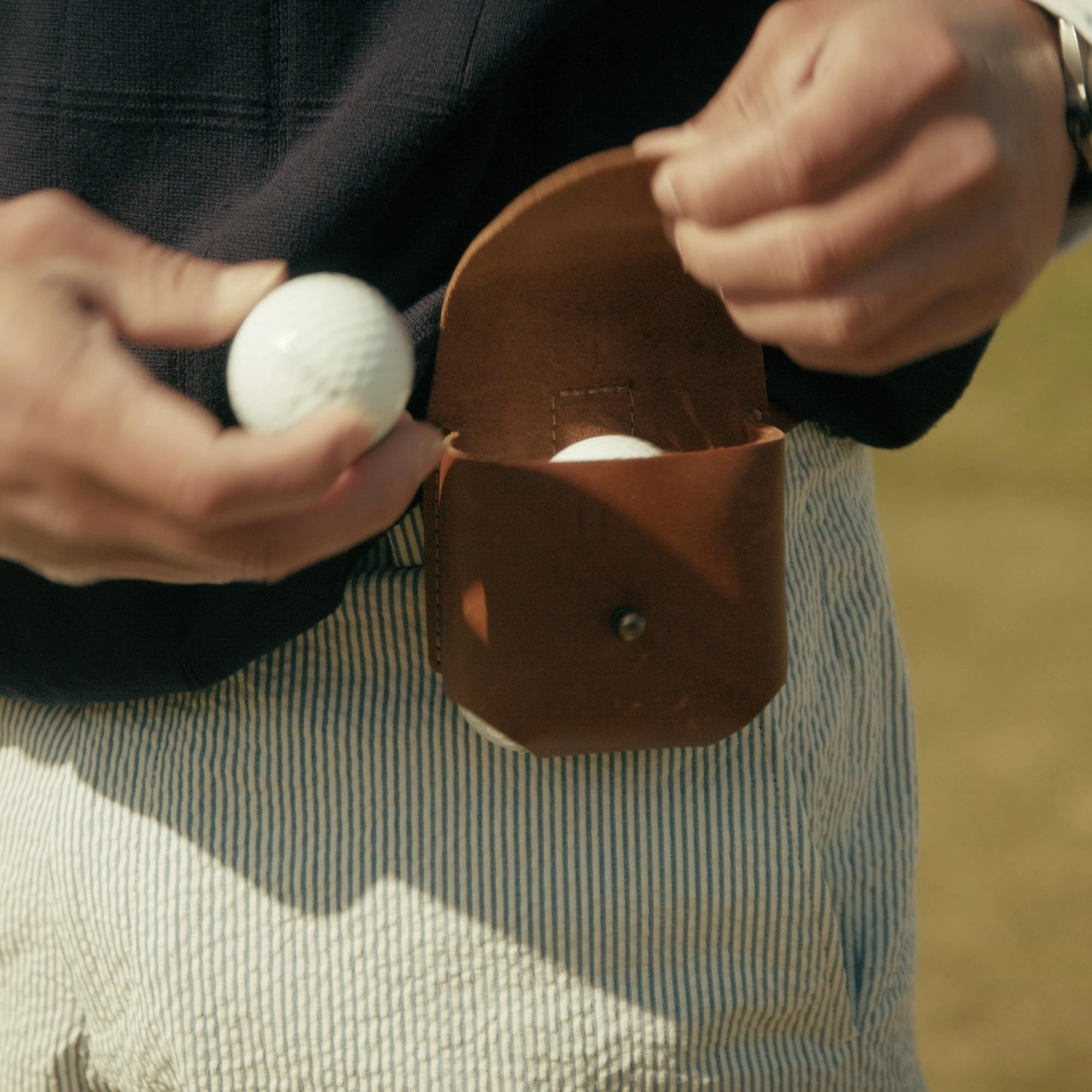 Your Logo   Our Leather - Personalized Fine Leather Golf Ball Holster - Custom Logo and Corporate Gifting